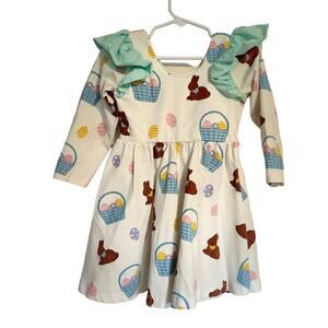 Monica and Andy Double Ruffle Let's Dance Dress - Hoppy Days Print